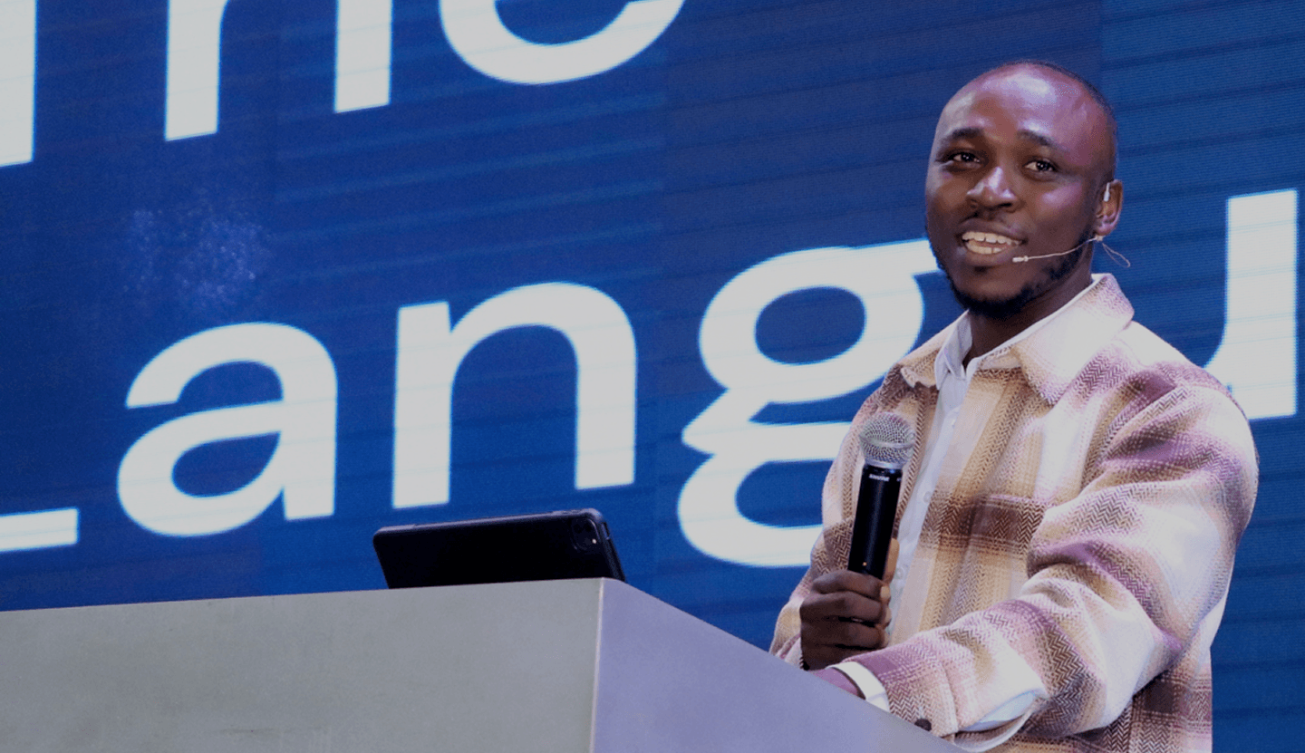 Jeffrey speaking at a conference